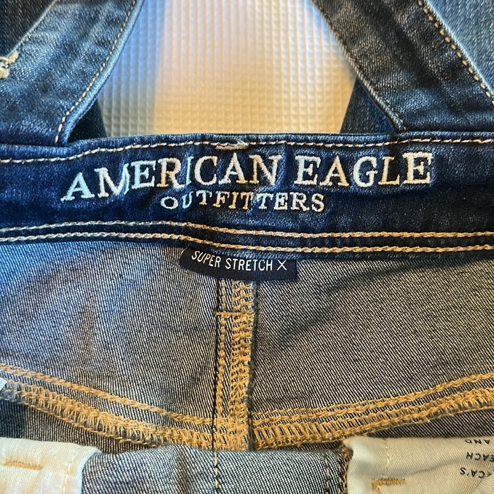 American Eagle Outfitters Super Stretch X Jegging Overall Distressed Size 2 - Picture 9 of 16